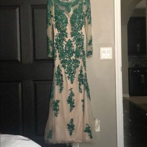 Beige and green dress